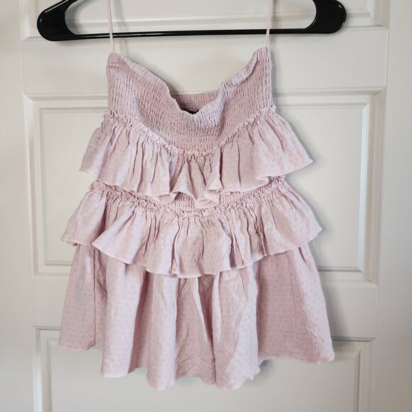 Kayla's Armoire Top Womens Medium Tiered Smocked Ruffled Festival Concert Pink - Picture 6 of 6